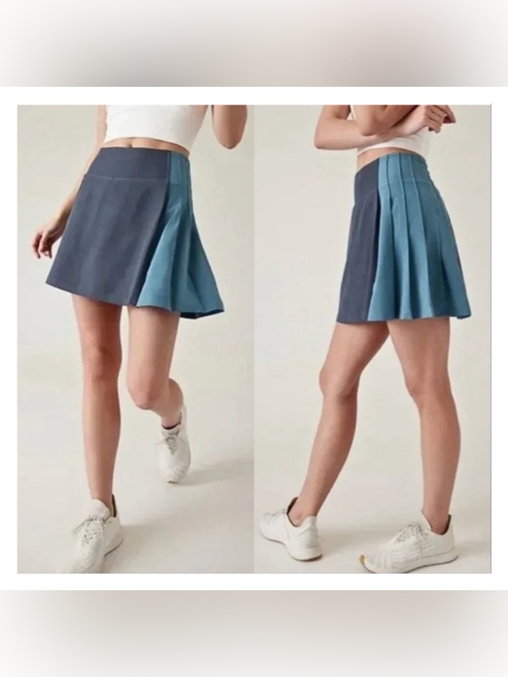Athleta Fairway Pleated Skort Jupe Short Skirt Granite Blue Pickleball Golf M
